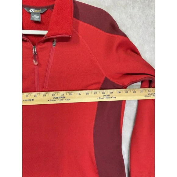 Eddie Bauer Sport 1/4 Zip Pullover Womens XL Red Thumbholes Fleece Lined Running - Picture 9 of 10